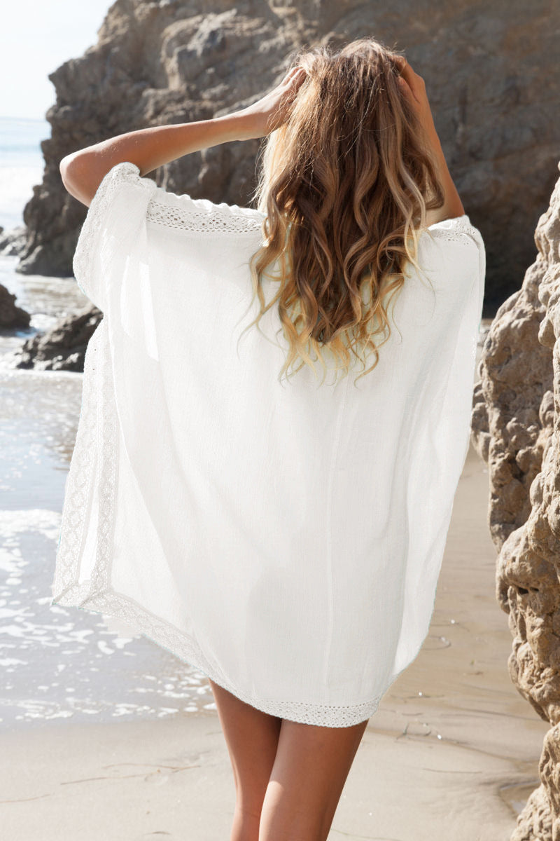 Tunique de plage blanche – Couvrir maillot sexy et léger