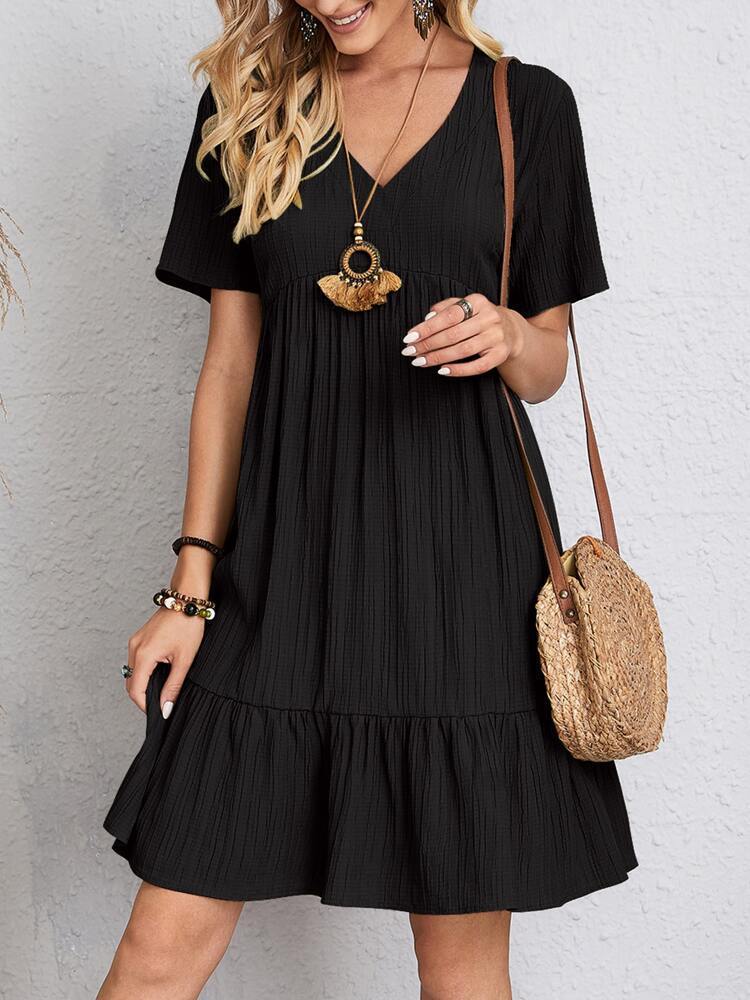 Robe d'été femme péplum – Col en V, évasée, taille loose