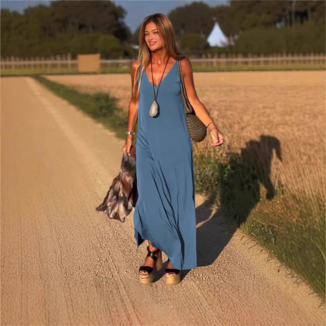 Robe Sexy à Bretelles avec Décolleté