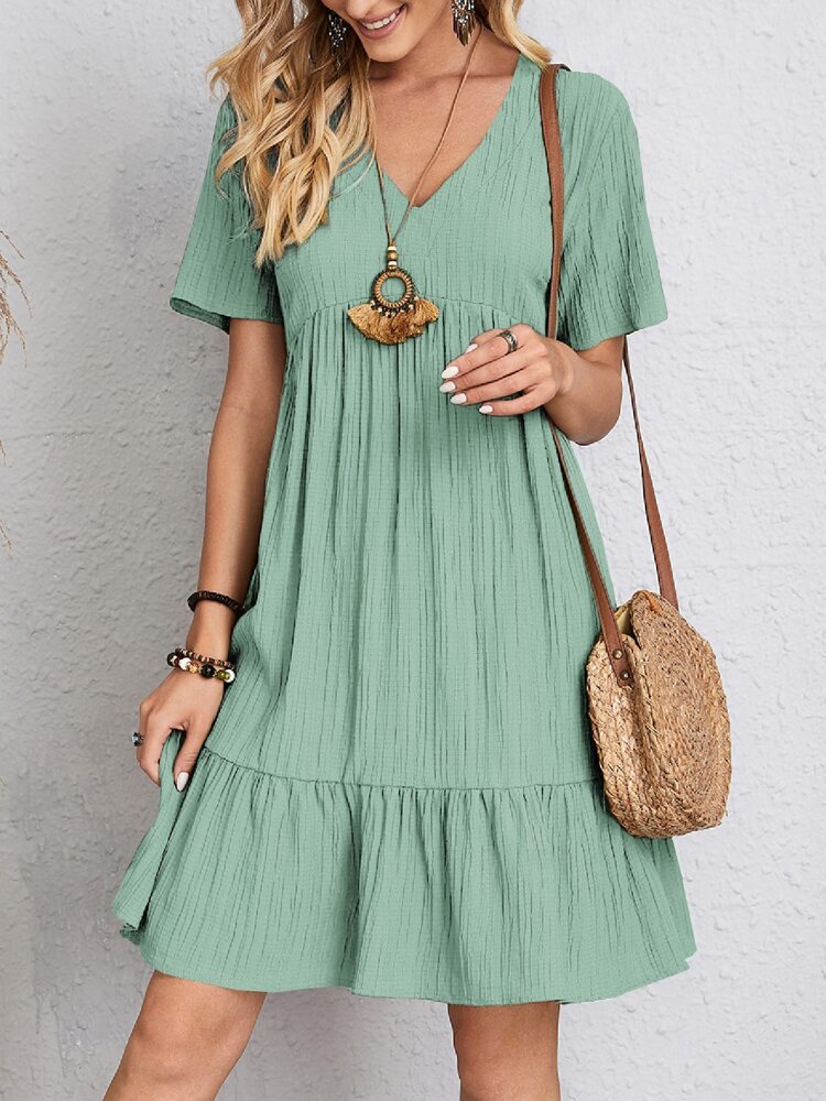 Robe d'été femme péplum – Col en V, évasée, taille loose