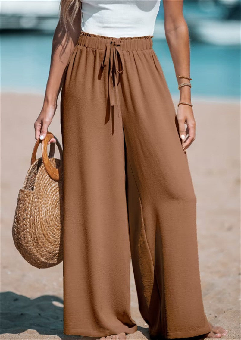 Pantalon Large Femme à Faux Cordon