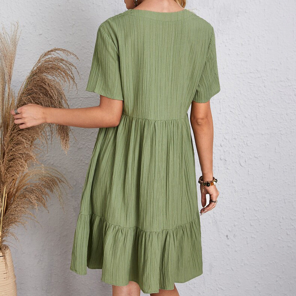 Robe d'été femme péplum – Col en V, évasée, taille loose