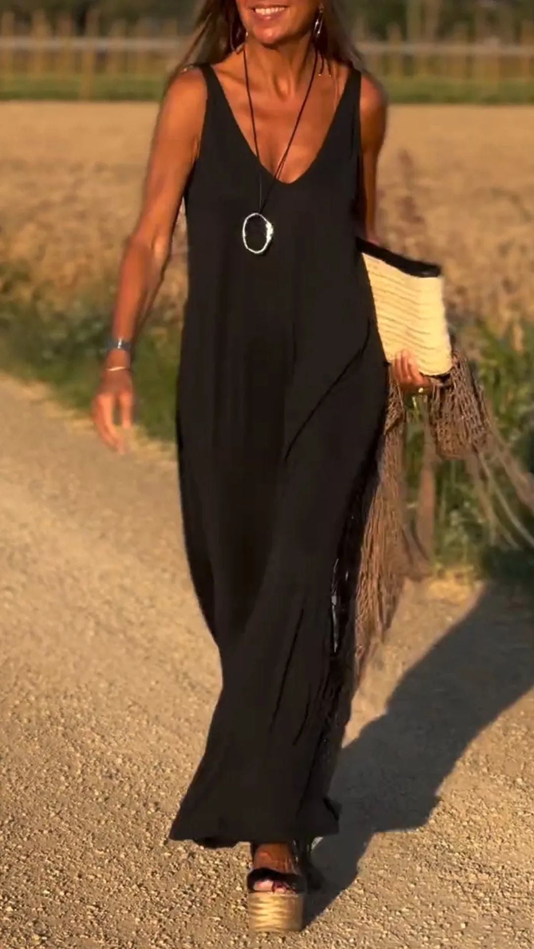 Robe Sexy à Bretelles avec Décolleté