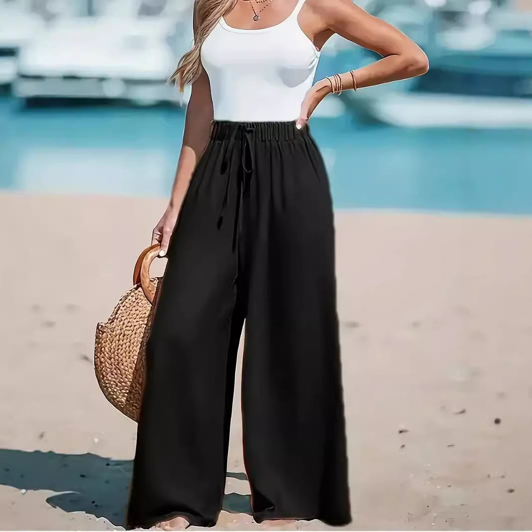 Pantalon Large Femme à Faux Cordon