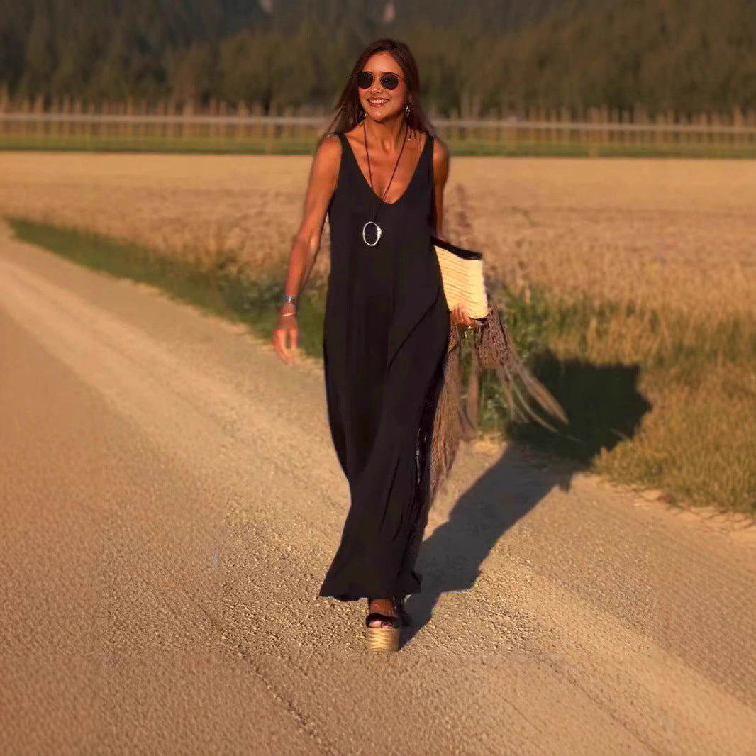 Robe Sexy à Bretelles avec Décolleté