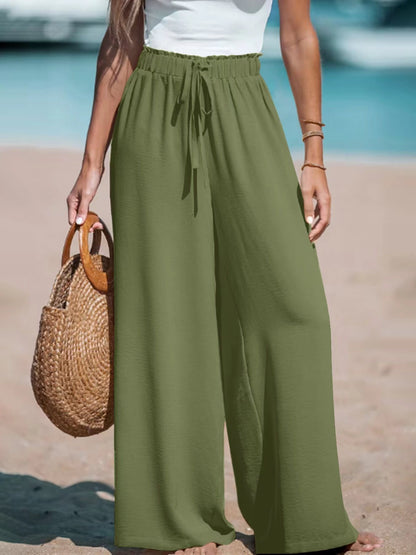 Pantalon Large Femme à Faux Cordon