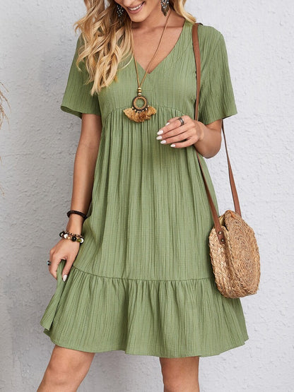 Robe d'été femme péplum – Col en V, évasée, taille loose