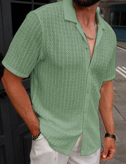 Chemise rayée homme – Manches courtes à col revers