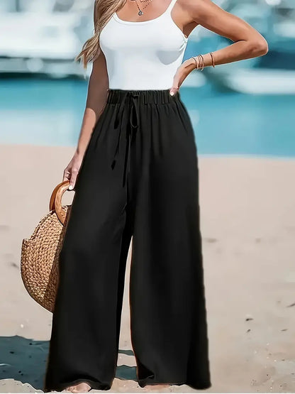 Pantalon Large Femme à Faux Cordon