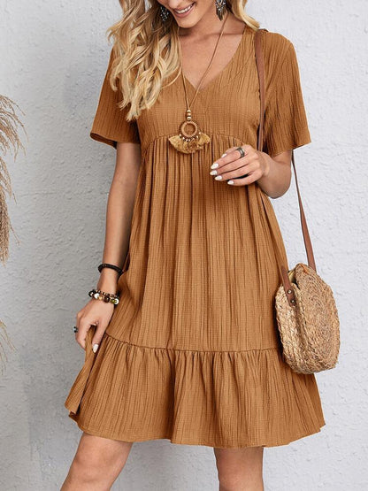Robe d'été femme péplum – Col en V, évasée, taille loose